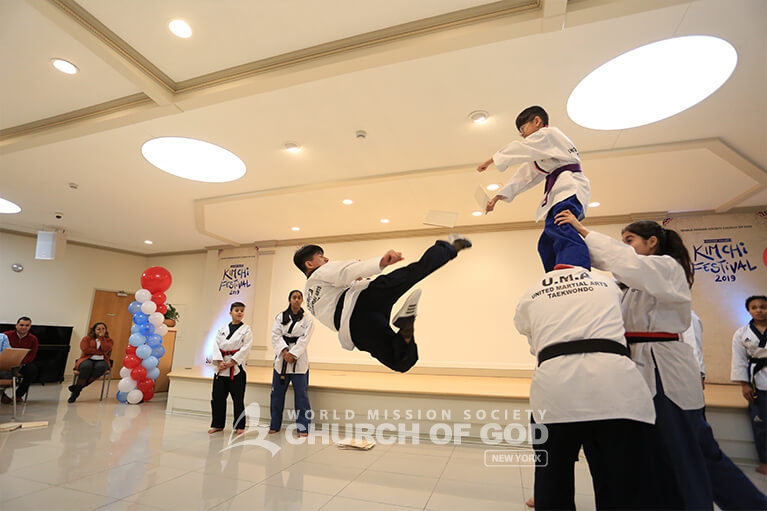 UMA Taekwondo in New Windsor performing a demonstration at the Hudson Valley Kimchi Festival.